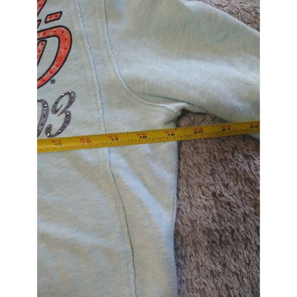 Harley-Davidson Rhinestone Hooded Jacket Blue Medium Motorcycle Y2K - Picture 11 of 15